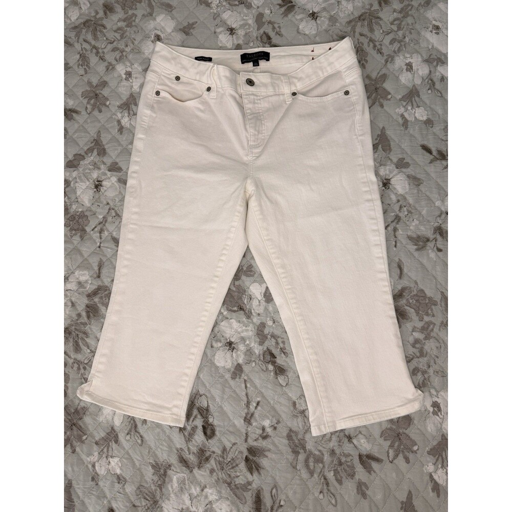 Talbots Pedal Pusher Cropped Jeans Womens 10P White Simply Flattering Capri Pant